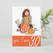 Sinaasappel Trotse Dame voor Kattenliefhebber 30e Kaart (Staand voorkant)