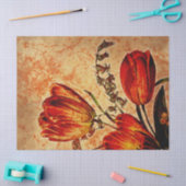 Sinaasappel Tulip ontkoppeling van Floral Grunge Tissuepapier (Craft)