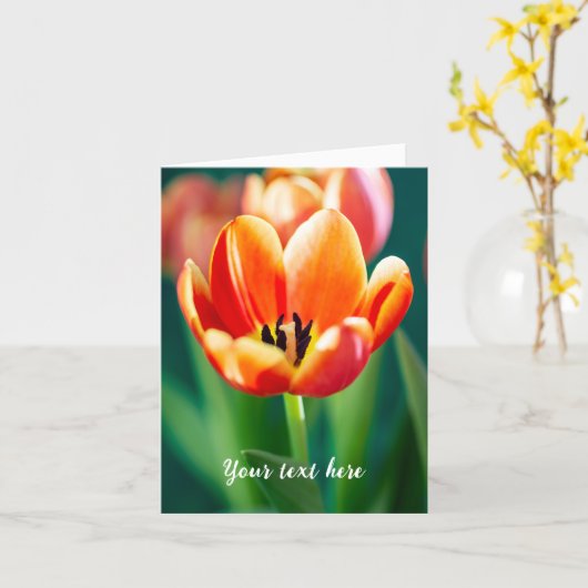 Sinaasappel Tulp Wenskaart Kaart (Gele Bloem)