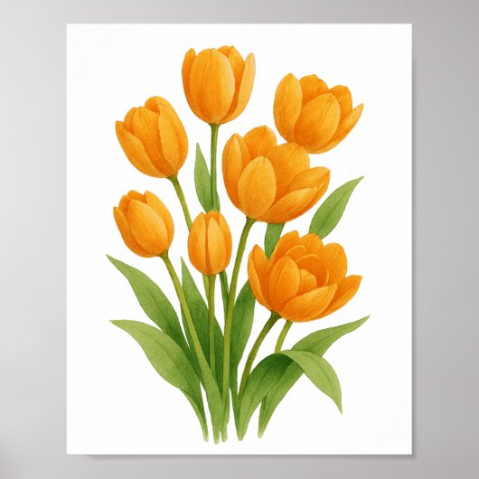 Sinaasappel Tulpen Schilderij Bloemige Muurkunst Poster (Voorkant)