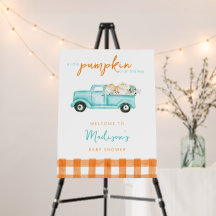 Sinaasappel & turquoise pompoen oogst truck welkom