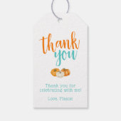 Sinaasappel & turquoise pompoen oogstwagen cadeaulabel (Achterkant)