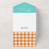 Sinaasappel & turquoise pompoen Truck Baby shower All In One Uitnodiging (Buitenkant)