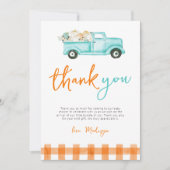Sinaasappel & turquoise pompoen vrachtwagen dank u kaart (Voorkant)