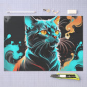 Sinaasappel, Turquoise rook Black Cat Decoupage Tissuepapier (Craft)