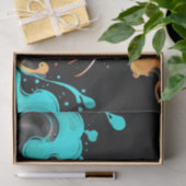 Sinaasappel, Turquoise rook Black Cat Decoupage Tissuepapier (Geschenk)