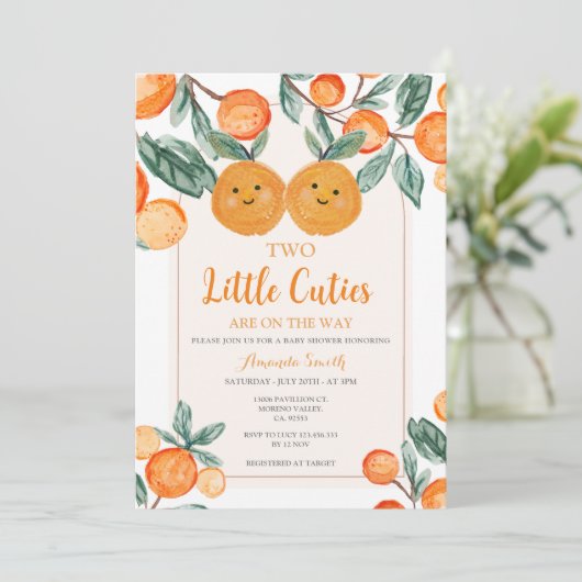 Sinaasappel Twee kleine cutie zijn op de weg Groen Kaart (Staand voorkant)