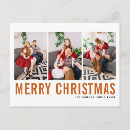 Sinaasappel typografie vrolijk kerstfeest fotocoll feestdagenkaart