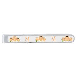 Sinaasappel Uilen Ontwerp Monogram Verzilverde Dasspeld