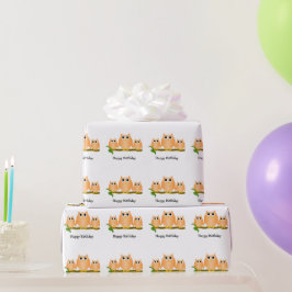 Sinaasappel Uilen Ontwerp Verjaardagscadeau Cadeaupapier