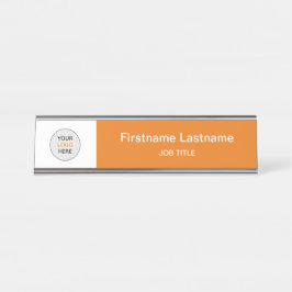 Sinaasappel Uw Logo Modern Bureaunaam Bord Bureau Naambordje