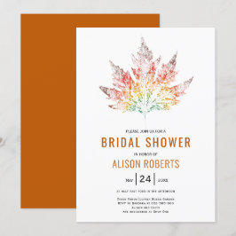 Sinaasappel valbruiloft vrijgezellenfeest met blad kaart