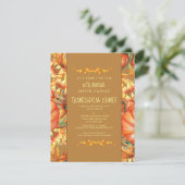 Sinaasappel Valle bladeren Thanksgiving pompoenen Kaart (Staand voorkant)