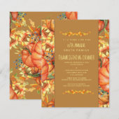 Sinaasappel Valle bladeren Thanksgiving pompoenen Kaart (Voorkant / Achterkant)