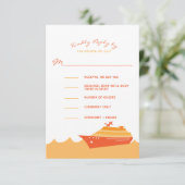 Sinaasappel van bruiloft cruise Ship Boat RSVP Kaartje (Staand voorkant)