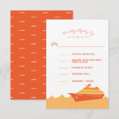 Sinaasappel van bruiloft cruise Ship Boat RSVP Kaartje (Voorkant / Achterkant)