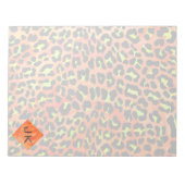 Sinaasappel van de luipaard en geel monogram notitieblok (Voorkant)