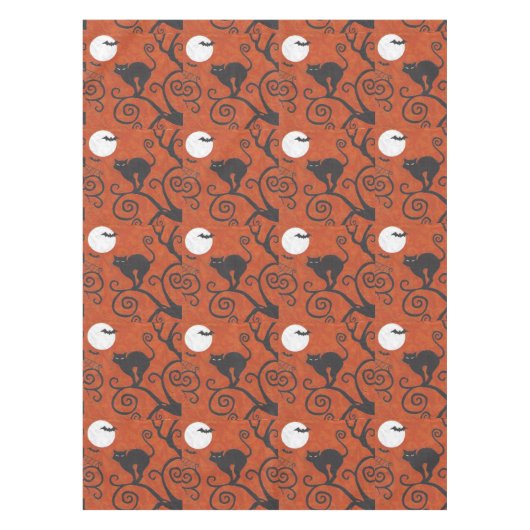 sinaasappel van zwarte katten tafelkleed (Voorkant)