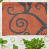 sinaasappel van zwarte katten theedoek (Gevouwen)