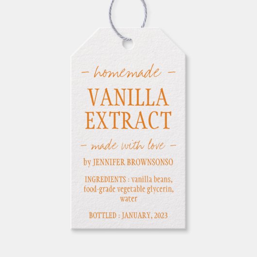 Sinaasappel Vanille Extract Fles Huismerk Cadeaulabel (Voorkant)