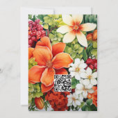 Sinaasappel, veenbes, en groene bloemenbruiloft kaart (Achterkant)