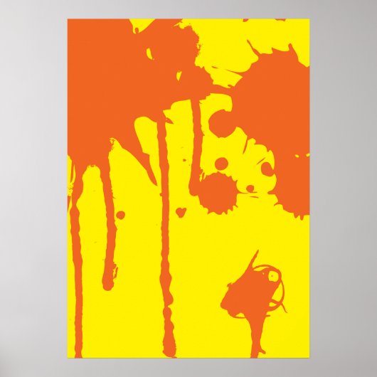 Sinaasappel Verf Splatter Poster (Voorkant)