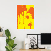 Sinaasappel Verf Splatter Poster (Thuiskantoor)