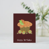Sinaasappel verjaardag cupcake briefkaart (Staand voorkant)