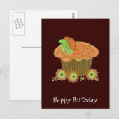 Sinaasappel verjaardag cupcake briefkaart (Voorkant / Achterkant)