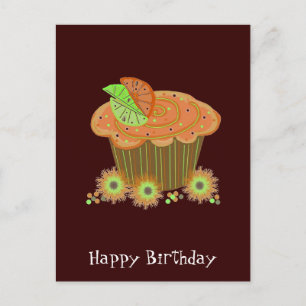 Sinaasappel verjaardag cupcake briefkaart