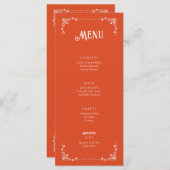 Sinaasappel Verjaardagsmenu Platte Kaart (Voorkant / Achterkant)