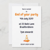 Sinaasappel verkeerskegel constructie graver feest kaart (Achterkant)