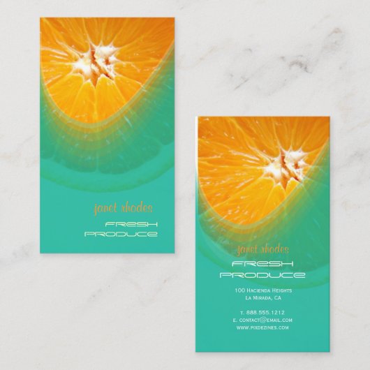 Sinaasappel verse visitekaartjes (Voorkant / Achterkant)