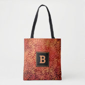 Sinaasappel vet monogram bladpatroon modern custom tote bag (Voorkant)
