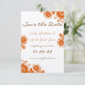 Sinaasappel Vintage Bloem Huwelijksuitnodiging Kaart (Staand voorkant)