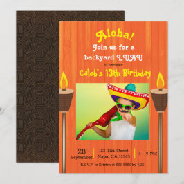 Sinaasappel Vintage Retro Zomerfeest Luau Verjaard Kaart