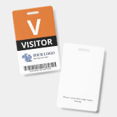 Sinaasappel Voeg uw Logo & barcode bezoeker toe Badge (Voor- en achterkant)