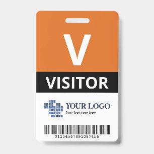 Sinaasappel Voeg uw Logo & barcode bezoeker toe Badge