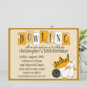  Sinaasappel volledig Retro Bowling Party Kaart (Staand voorkant)