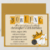  Sinaasappel volledig Retro Bowling Party Kaart (Voorkant / Achterkant)