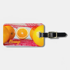 Sinaasappel voor vegan en vegeatrisch bagagelabel