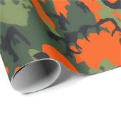 Sinaasappel voor veiligheid en groene camo cadeaupapier (Rol Hoek)