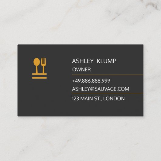 Sinaasappel vork & Knife Logo Catering Restaurant  Visitekaartje (Achterkant)
