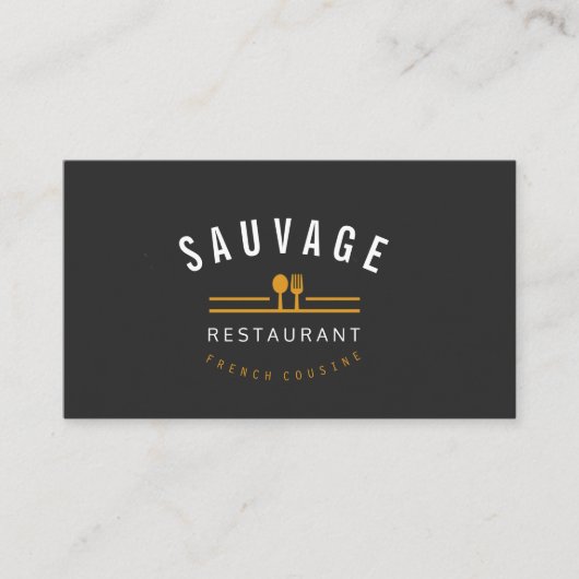 Sinaasappel vork & Knife Logo Catering Restaurant  Visitekaartje (Voorkant)