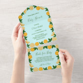 Sinaasappel Vrucht Baby shower All In One Uitnodiging (Afscheurbaar)