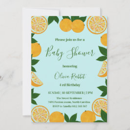 Sinaasappel Vrucht Baby shower Kaart