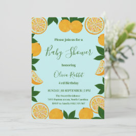 Sinaasappel Vrucht Baby shower Kaart