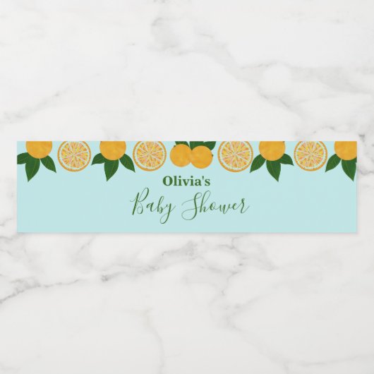 Sinaasappel Vrucht Baby shower Waterfles Etiket (Enkel label)