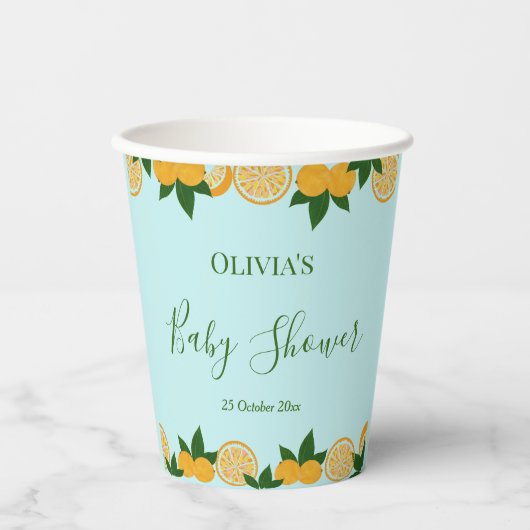 Sinaasappel Vruchten, vers Baby Papieren Bekers (Voorkant)