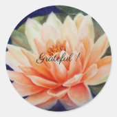 Sinaasappel Water Lily Waterverf Floral Ronde Sticker (Voorkant)